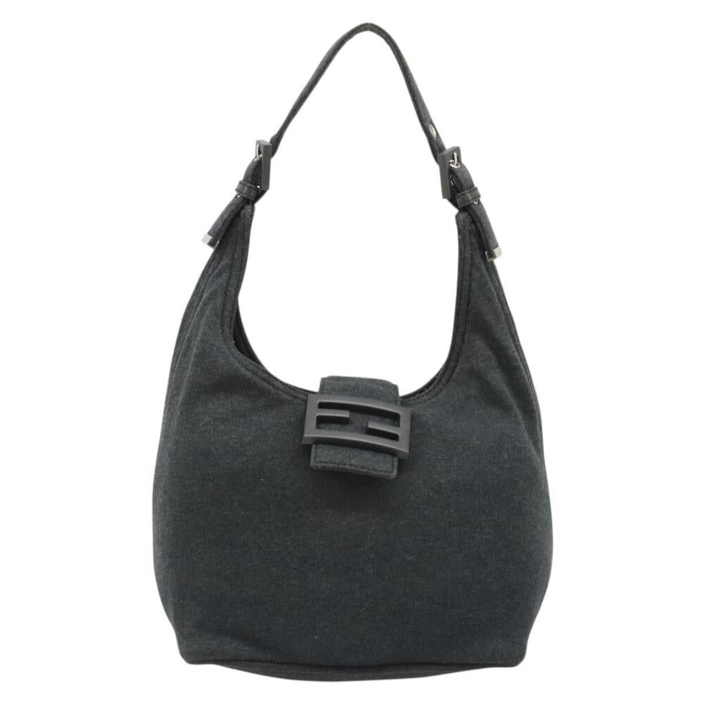 Fendi Cotton Mamma Baguette Handbag Gray
